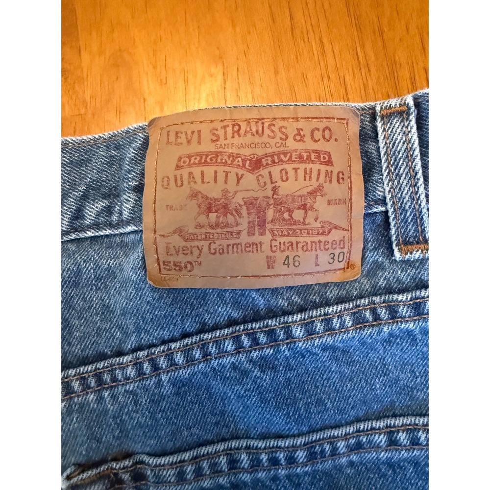 Vintage Levis 550 Relaxed Fit Blue Denim Jeans Mens 46x30 Altered 43x26